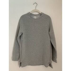 Varley Manning Ottoman Sweatshirt Sz XS Gray Marl Crewneck Side Zippers Lounge